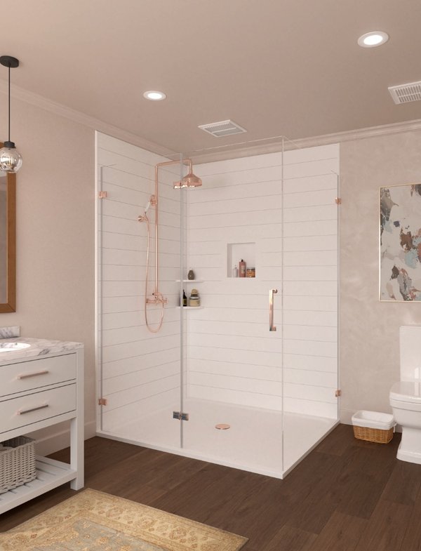 White Shiplap Shower and Tub Surround
