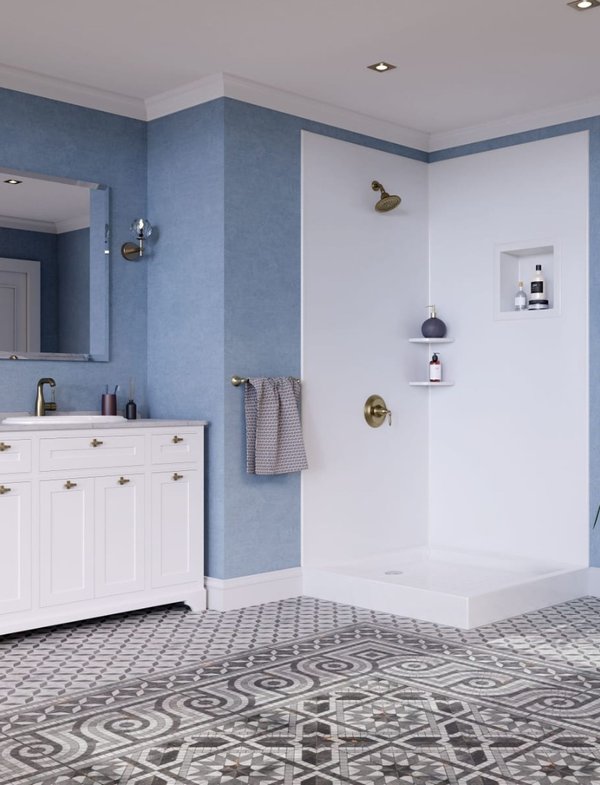 Poly Alloy Corner Shower White